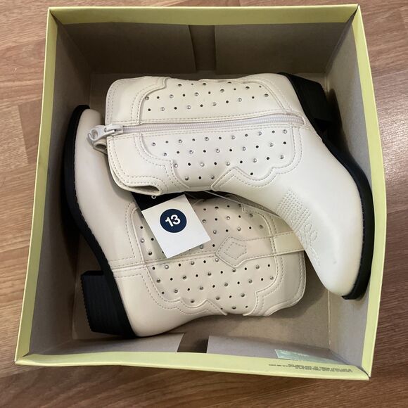 Art Class Girls Jovi Western Cowboy Boots White Studded Size 13 NIB New In Box - Picture 15 of 16